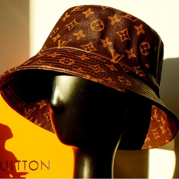 Louis Vuitton LV Monogram Bucket Hat Brown Calf Skin Leather Jacquard - Picture 5 of 12